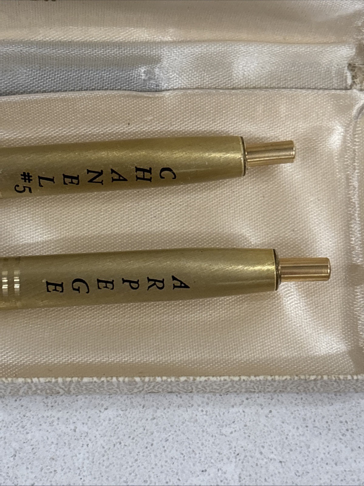 Arpege CHANEL No 5 Ballpoint Pen Set Vintage 14kt Gold Perfume Writing Pens