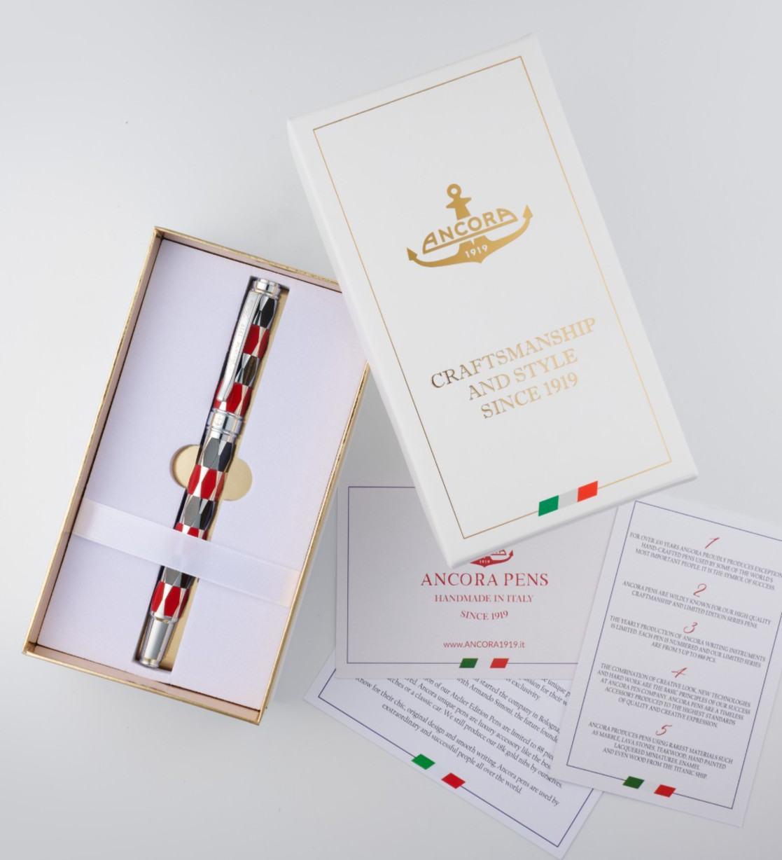 Ancora Masquerade Red Dark Blue Enamel Pen Limited Edition 88 Italy New Numbered