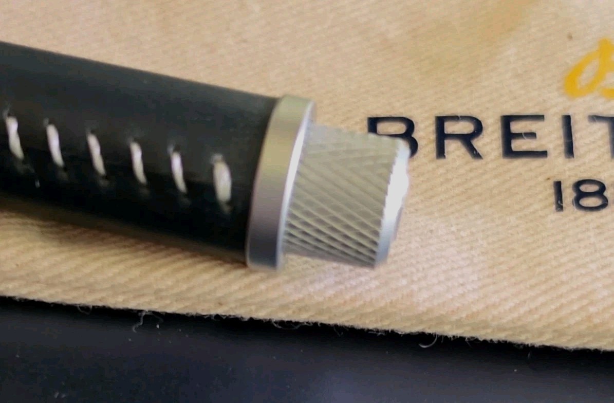 Breitling 1884 Luxury Handstitched Black Leather & Aluminum Ballpoint SWISS