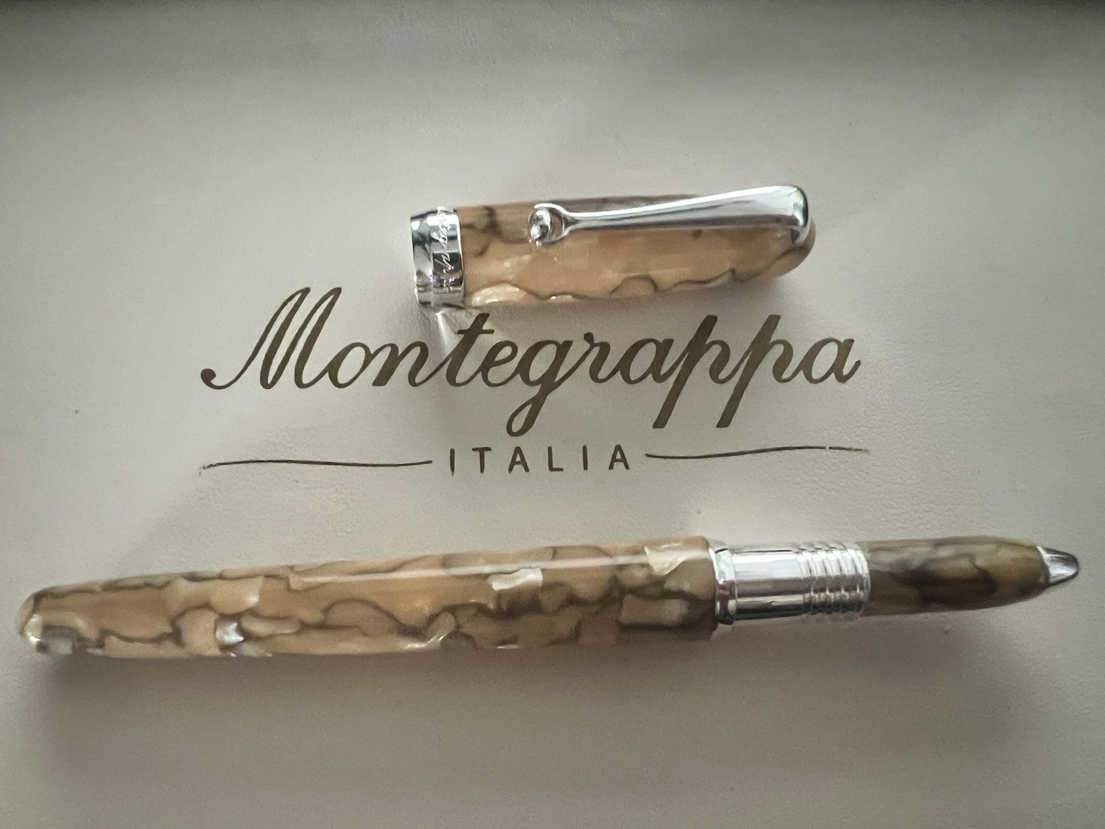 Montegrappa Liberty Indian Rainbow Small Celluloid Ballpoint Pen Silver 925