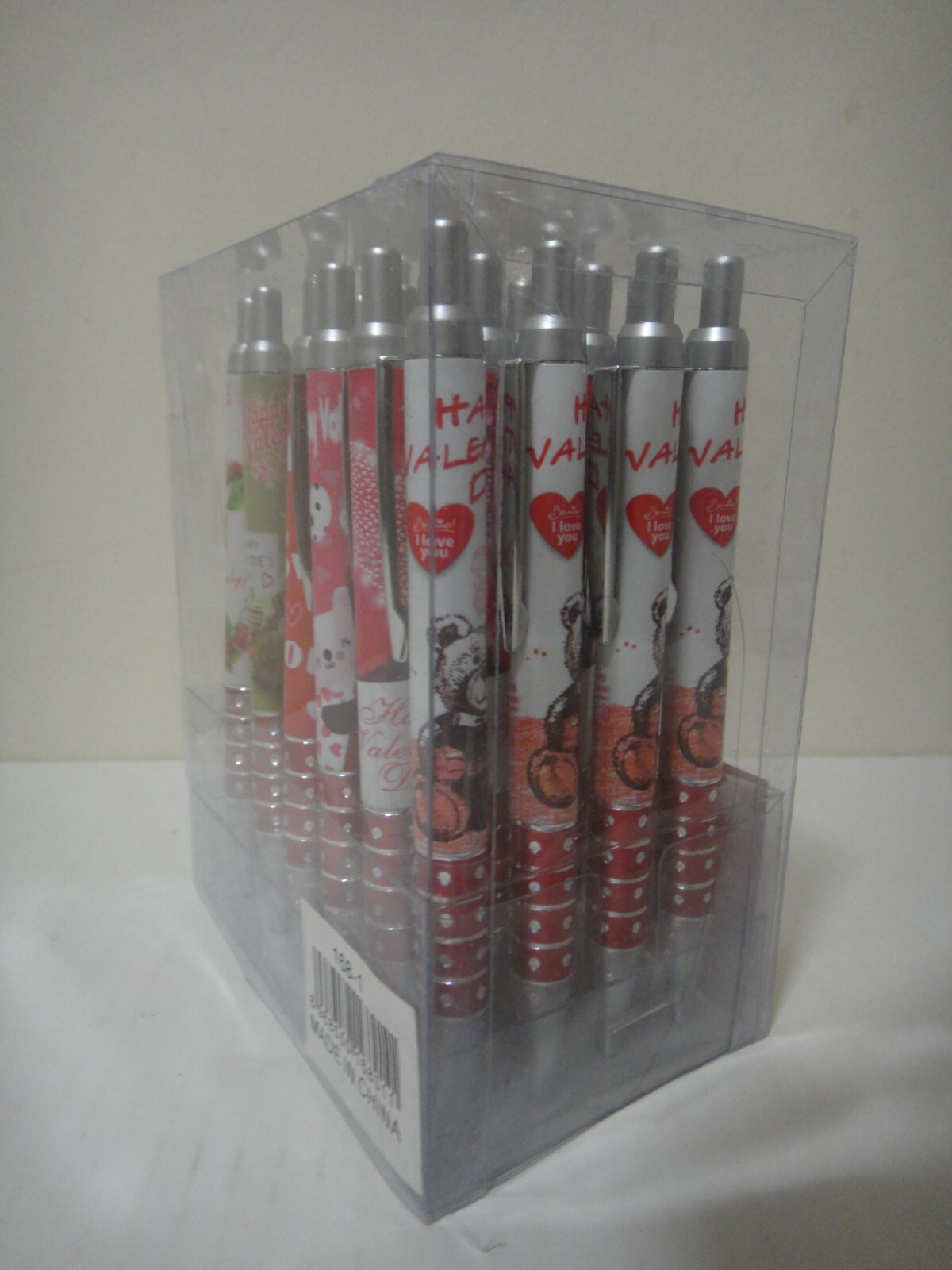 24X-BLACK Ballpoint Happy Valentine’s Day Ink Pen w. silver clip US Seller