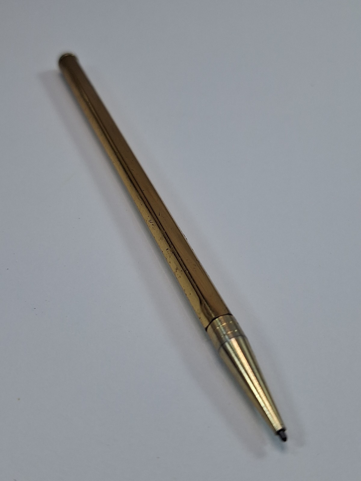 Vintage Slim Mini Brass Hexagonal Mechanical Pencil MCM Deskware 5″ -used-