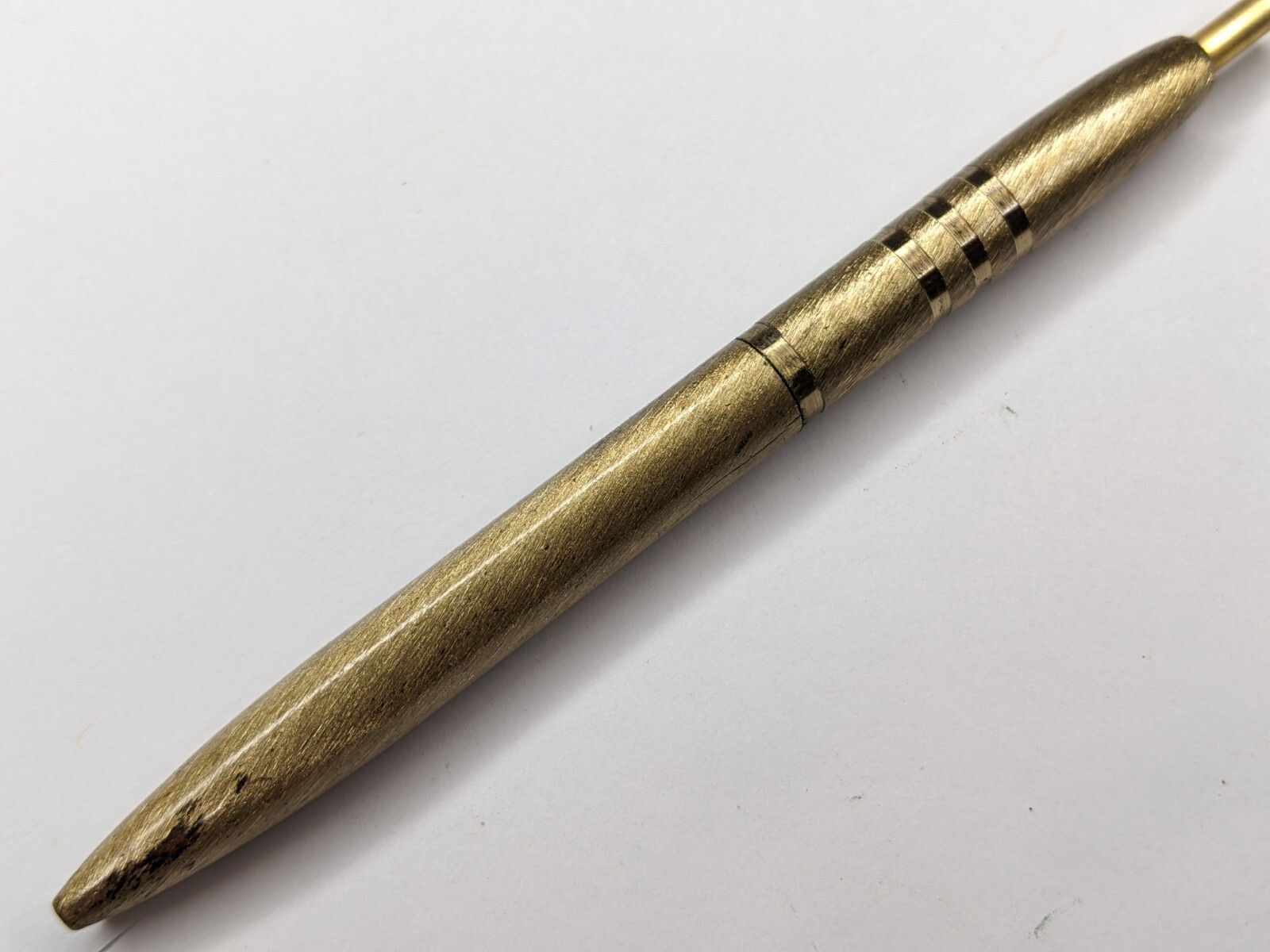 c1960 First Federal Bank «For a Fair Lady» Short Mini 4″ Brass Ballpoint Pen G42