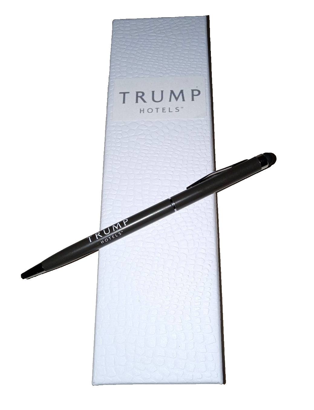 Trump Hotels Authentic Pen in Gift Box Titanium Dark Gray w/ Gold Trim 2025 NEW