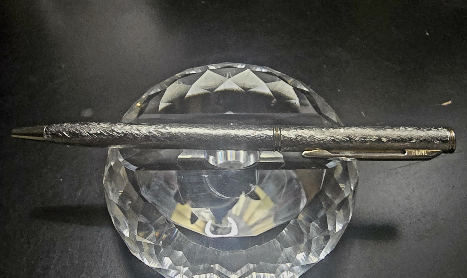 Textured Silver Twist Micro Slim Ballpoint Pen