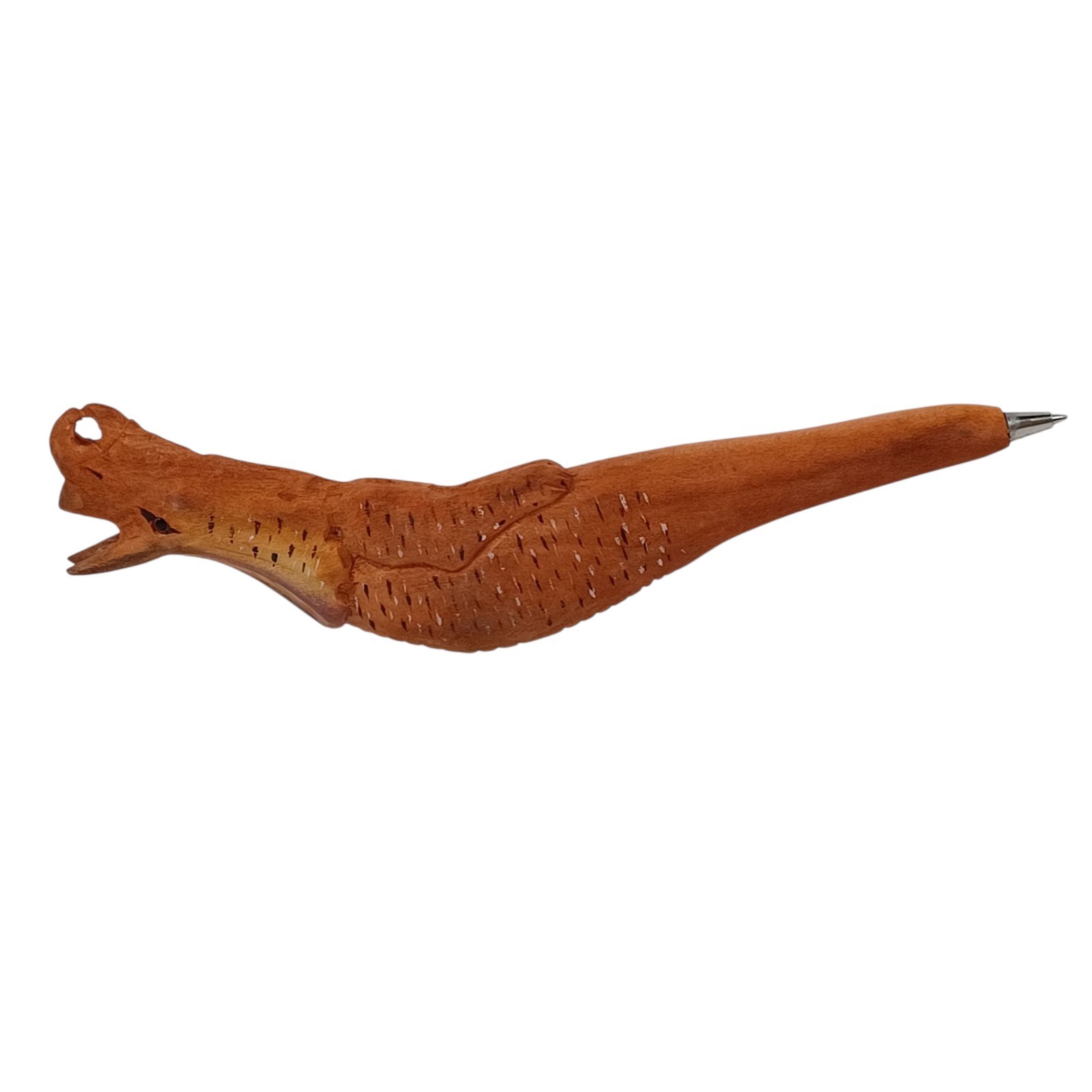 Wooden Dinosaur Ballpoint Pen Hand-Carved Novelty Gift Desk Collectible