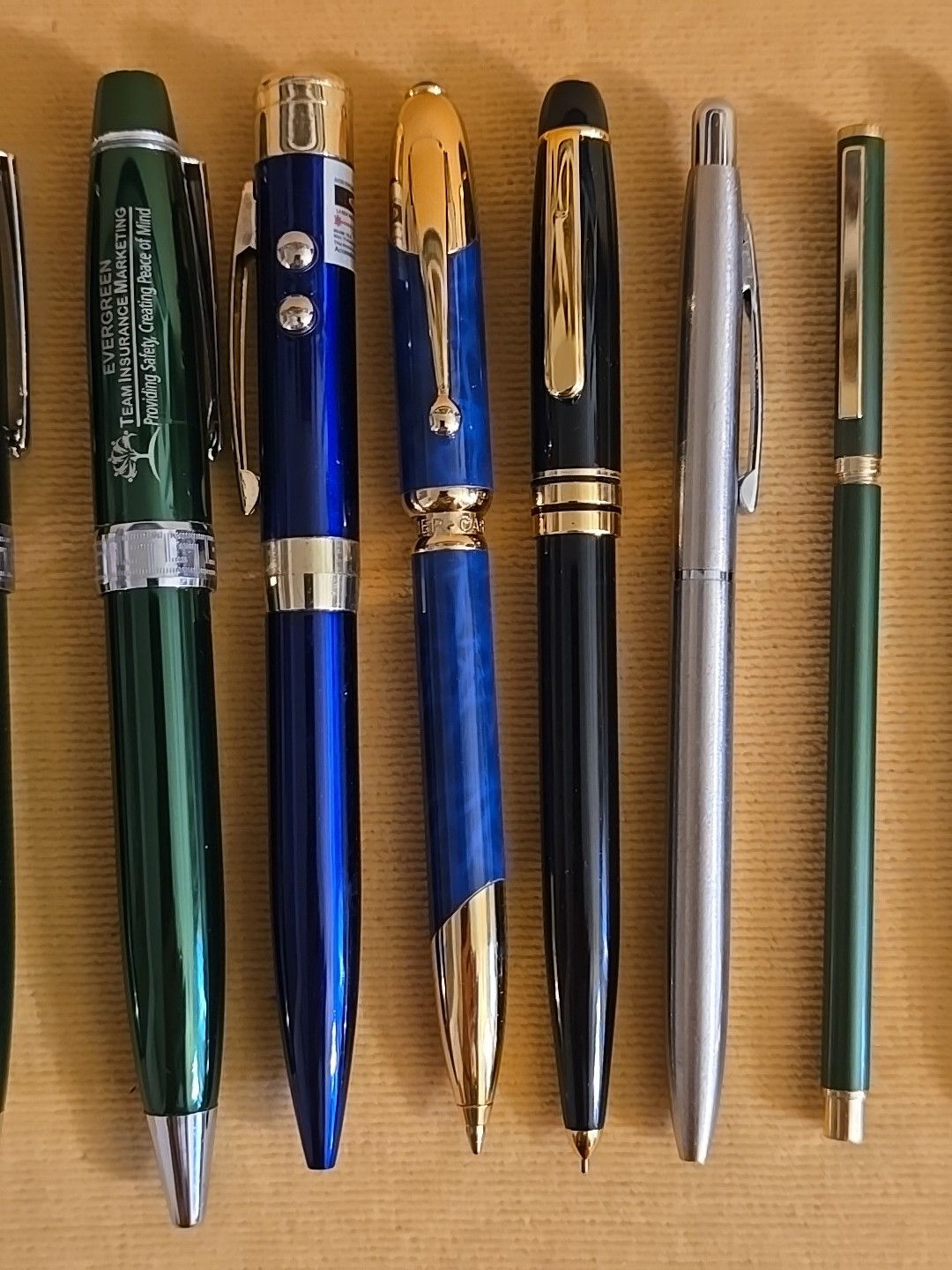13 Black Green Acrylic Celluloid Steel Attaché Ballpoint Pens Blue LACHIEVA?