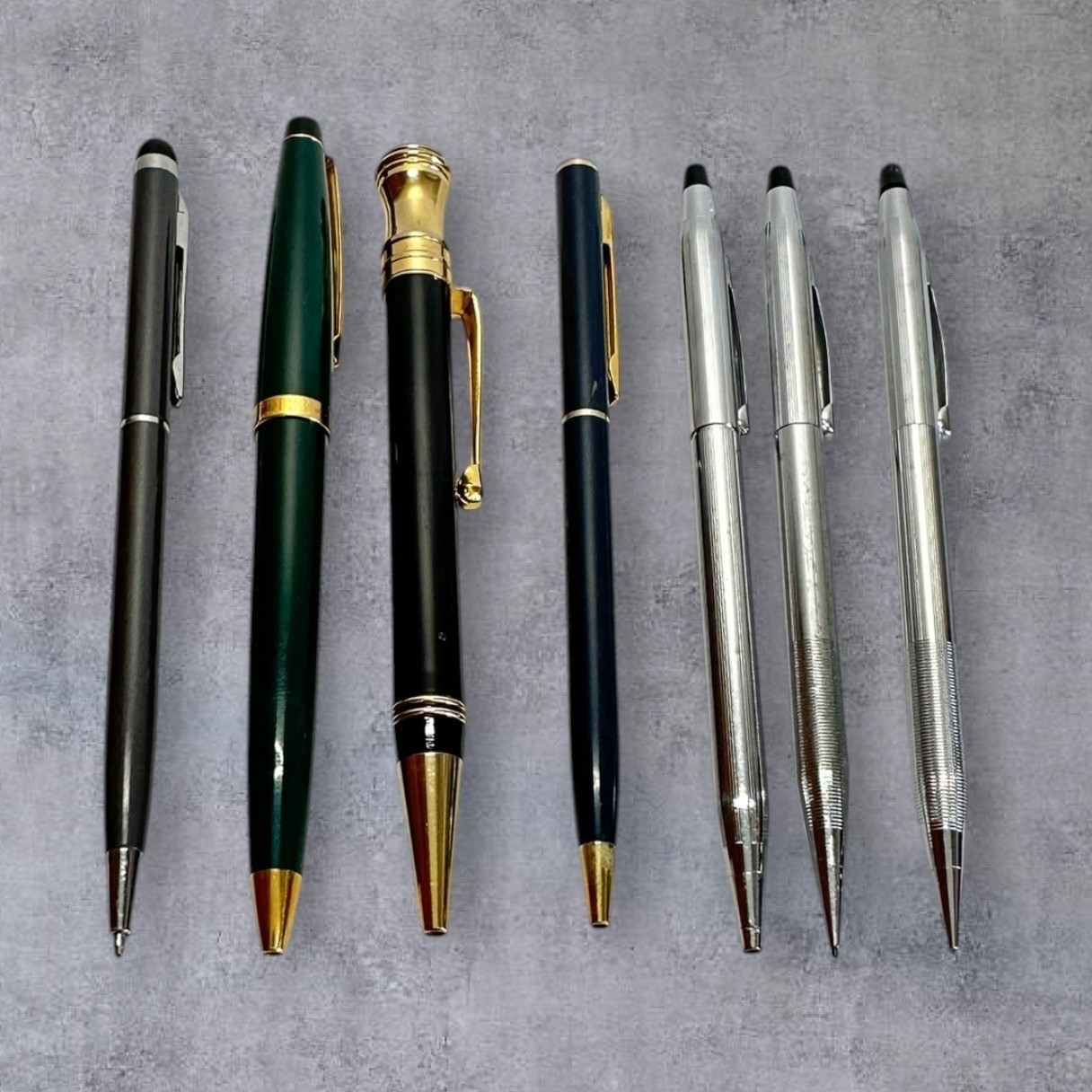Cross Parker Mixed Ballpoint Pen/Pencil Lot 7pc Silver Gold Green Vintage -As Is