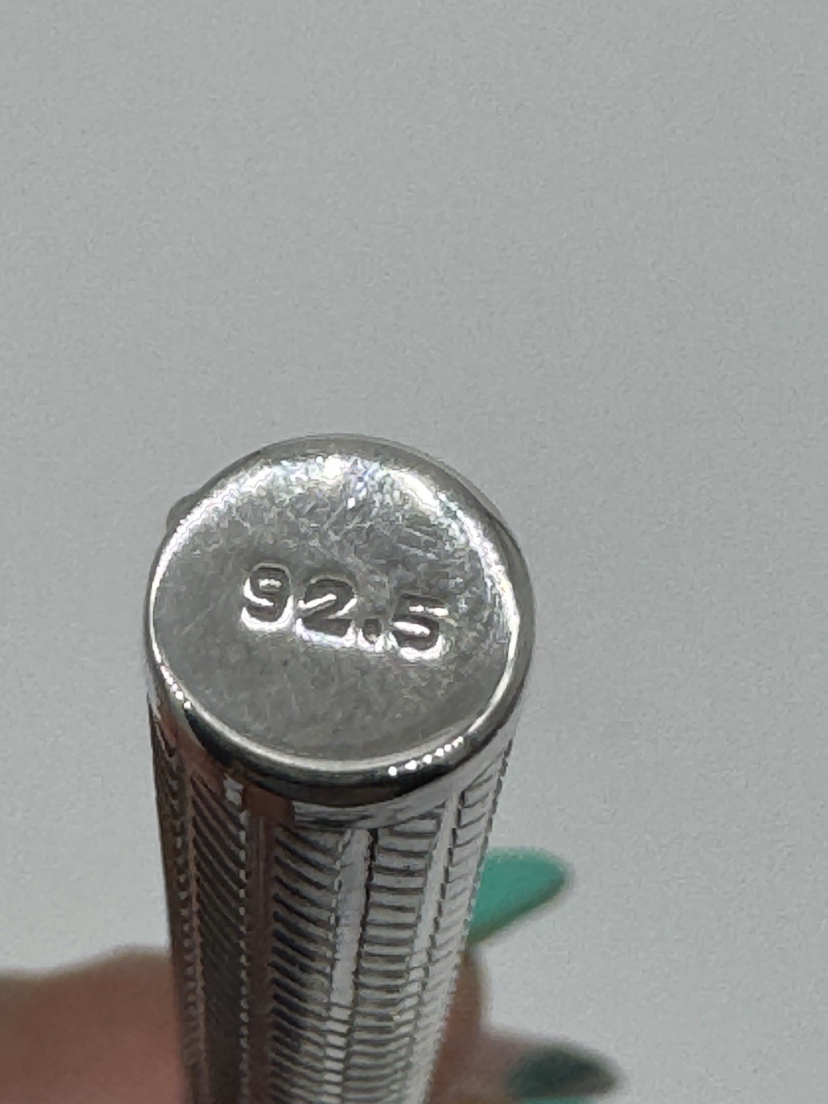 Sterling Silver 925 Ballpoint Twist Pen Flat Top Blue Ink Working