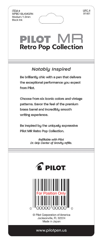 Pilot MR Retro Pop Collection Premium Ballpoint Pen Medium Point 1.0 mm Green