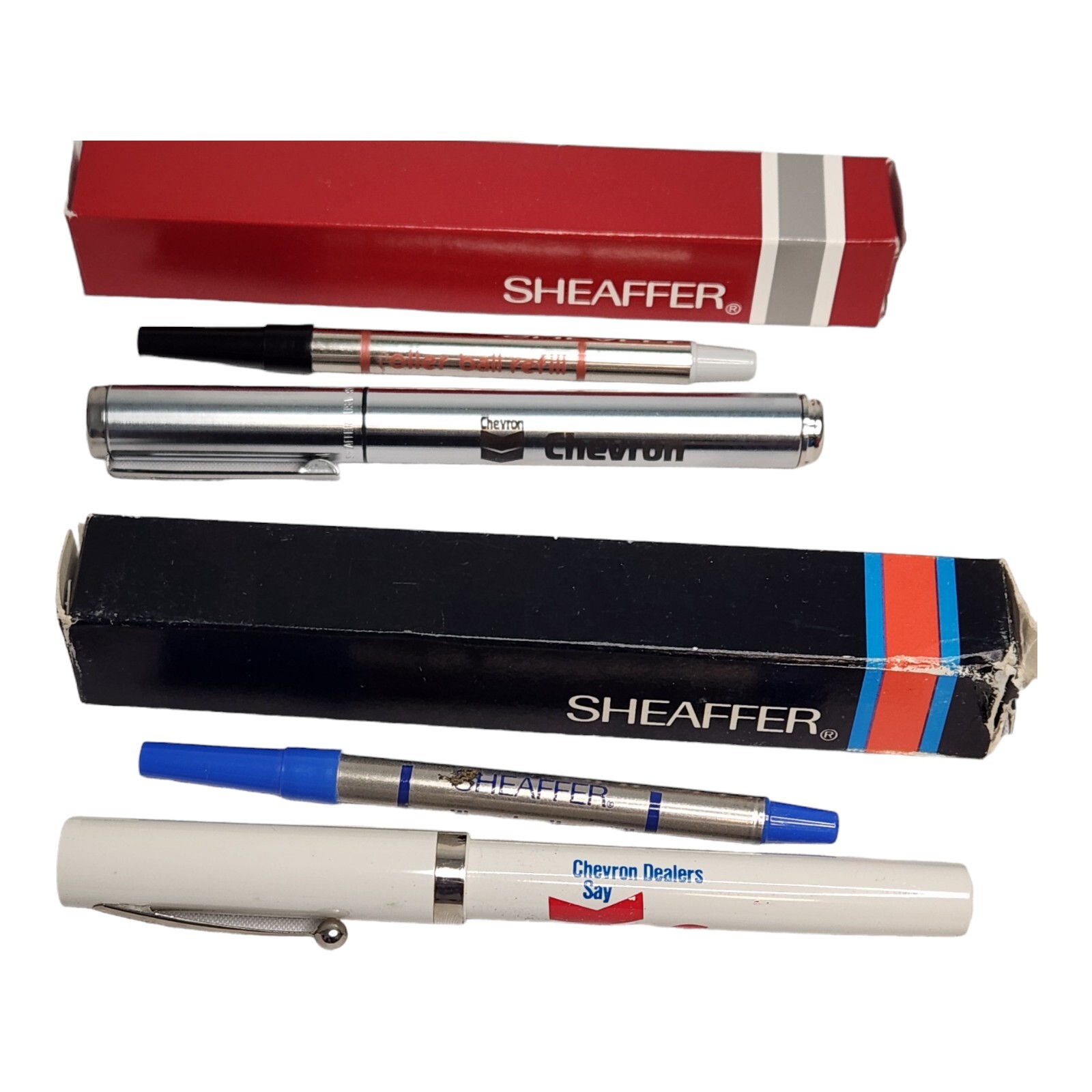 Shaeffer Corporate Ball Point Pens CHEVRON Gas Logo Lot of 2 Metal & Plastic