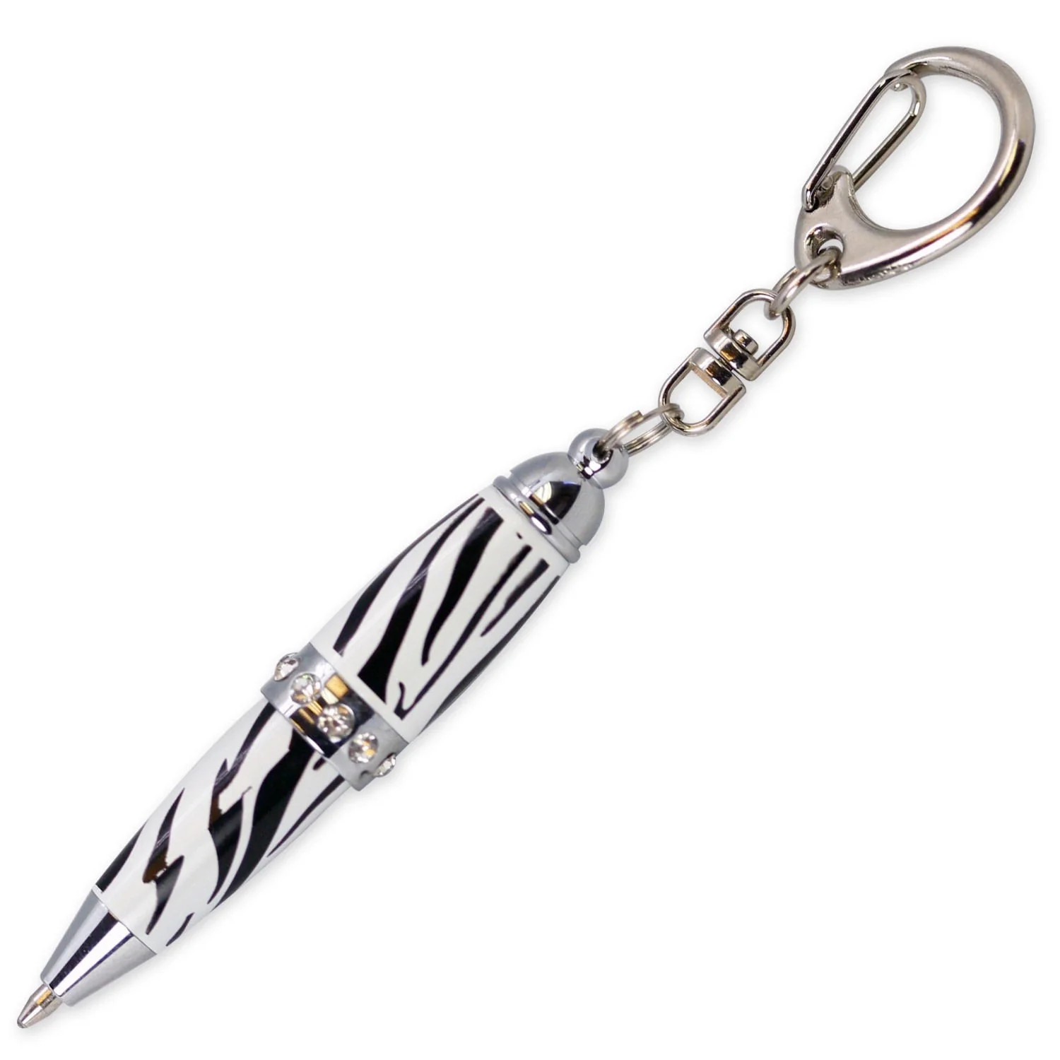 Padrino Pixie Zebra Print Mini Keychain Pen – Crystal Accent Ballpoint
