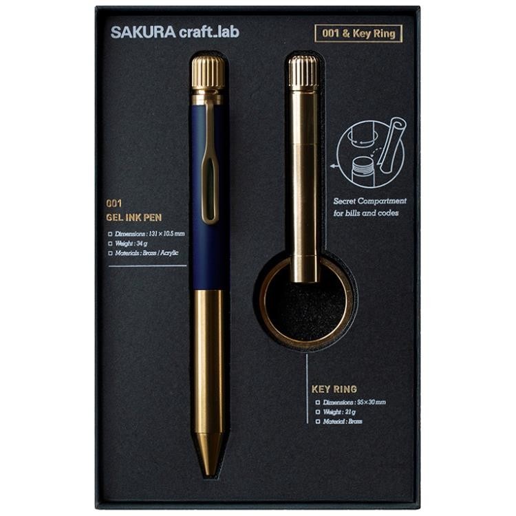 Sakura Craft Lab 001 Ballpoint Pen Key Ring Set Blue Black Limited Japan