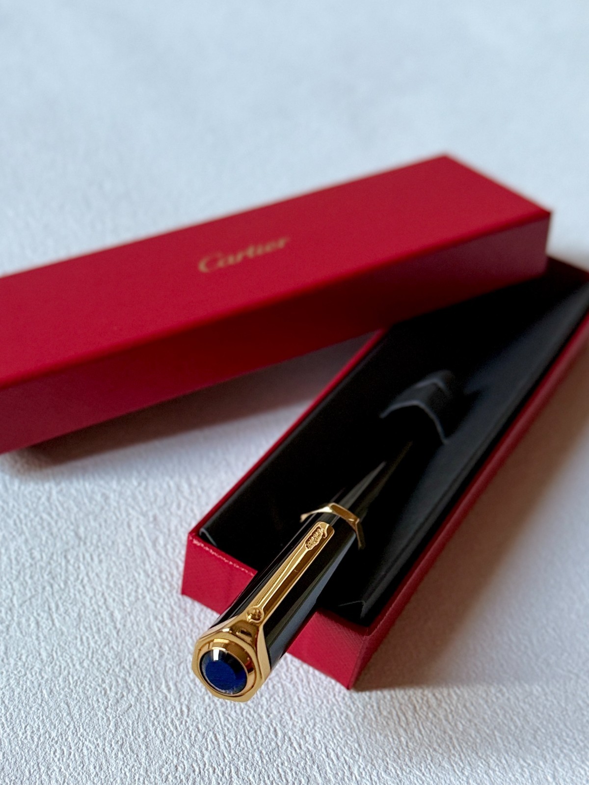 Cartier Santos Yellow Gold-Finish Rollerball Pen – New in Box | Luxury Ad Gift