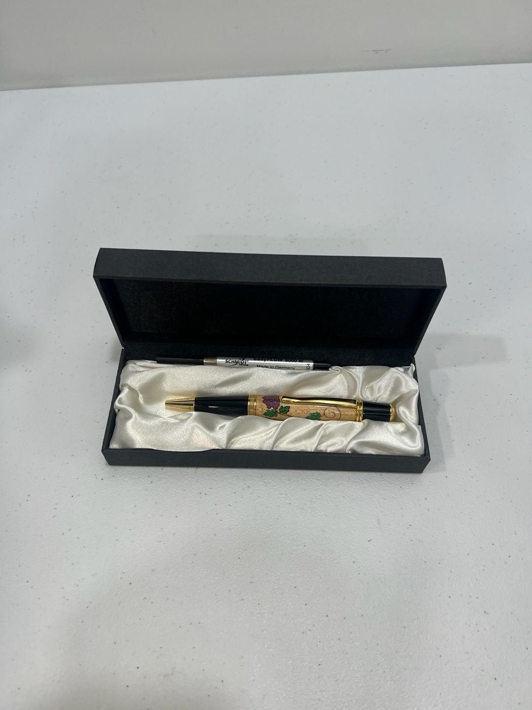 Handcrafted Wine-Themed Wood Ballpoint Pen with Schmidt Refill & Gift Box