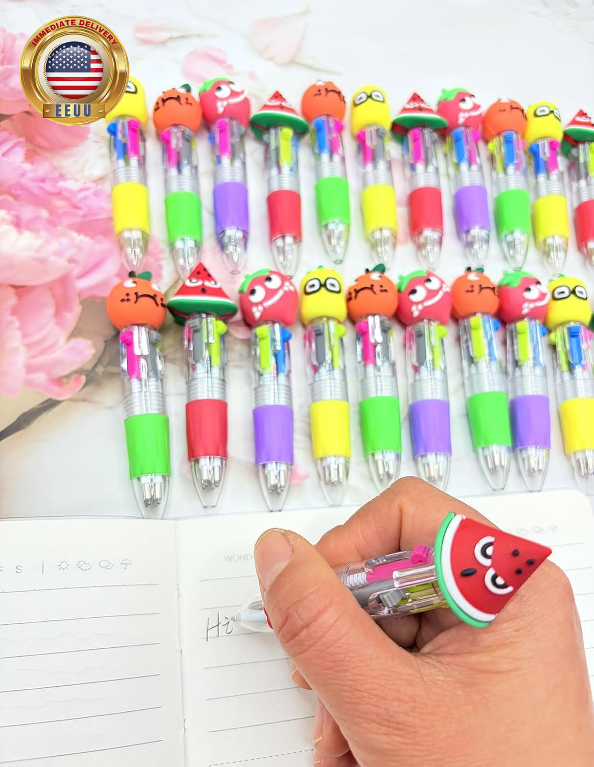 Mini Fruit Multicolor Pen in One 4-In-1, Bulk Strawberry Avocado Pineapple Assor