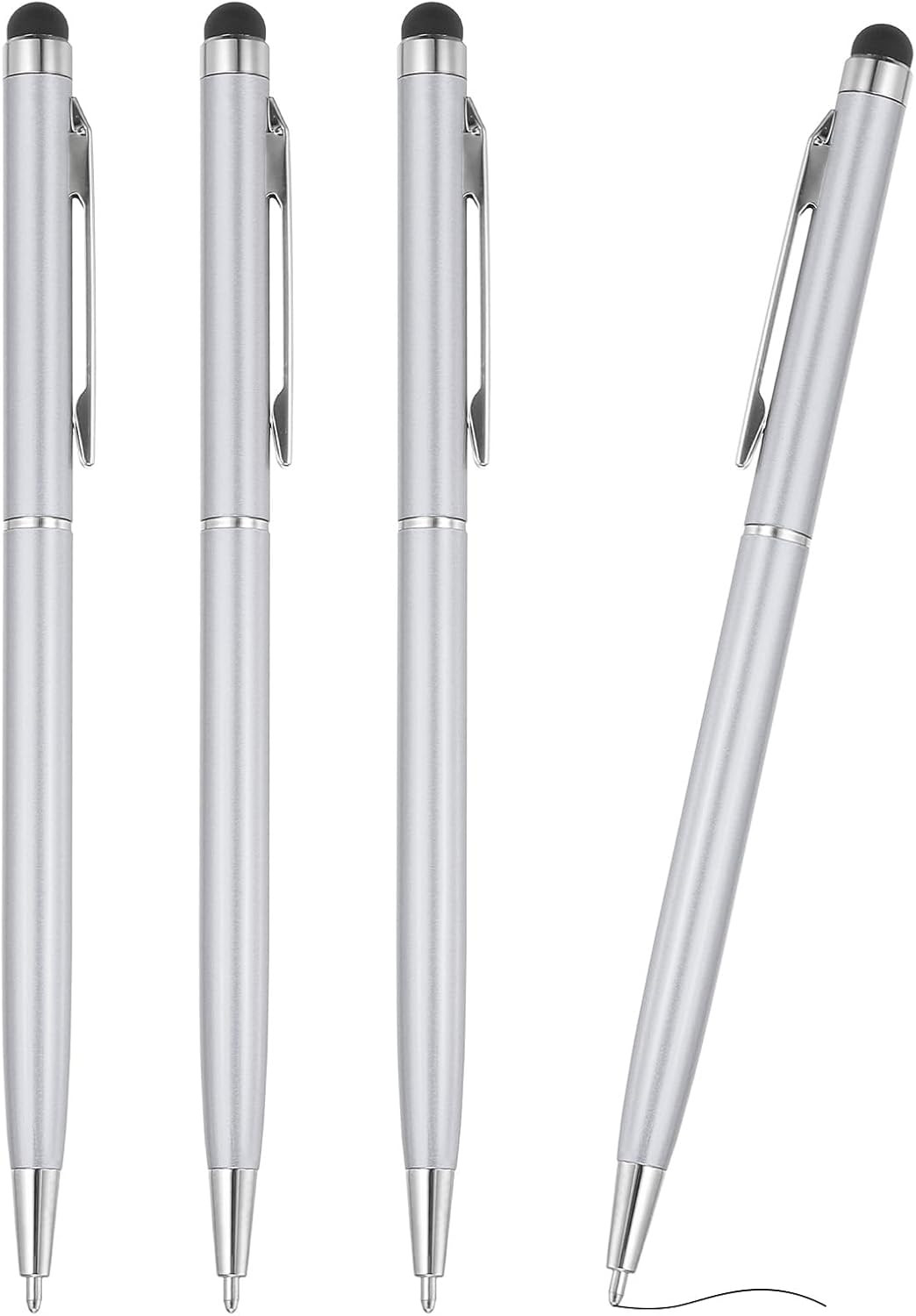 Ballpoint Pen with Stylus Tip, 4Pcs 2 in 1 Slim Metal Black Ink 1.0Mm Medium …
