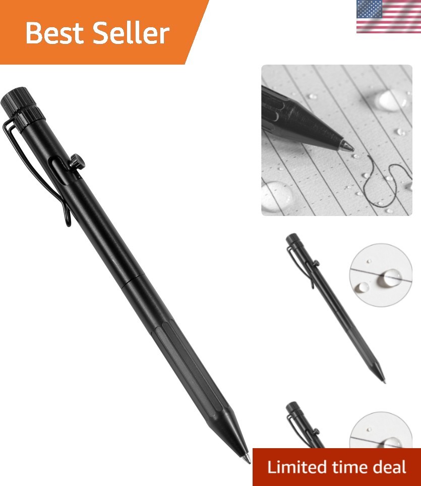Compact Bolt-Action Writing Pen – Weatherproof Black Ink for Every Condition