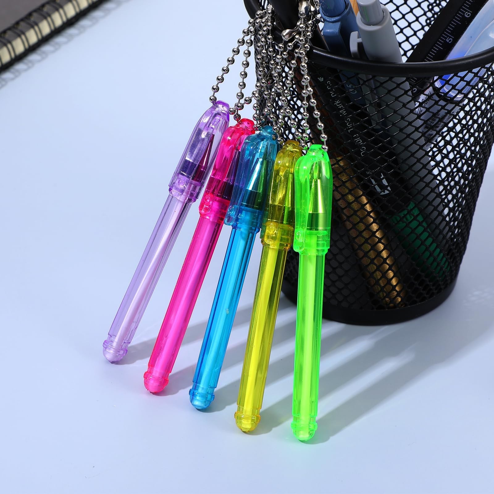 60 Pcs Mini Keychain Ballpoint Pens, 5 Colors, 1.0mm Black Ink, Pocket Size for