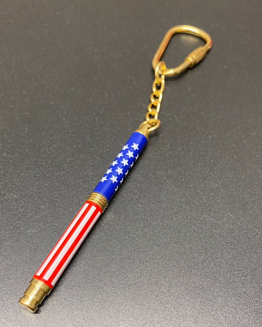 Vintage Mini Ballpoint Pen Key Chain American Flag Patriotic