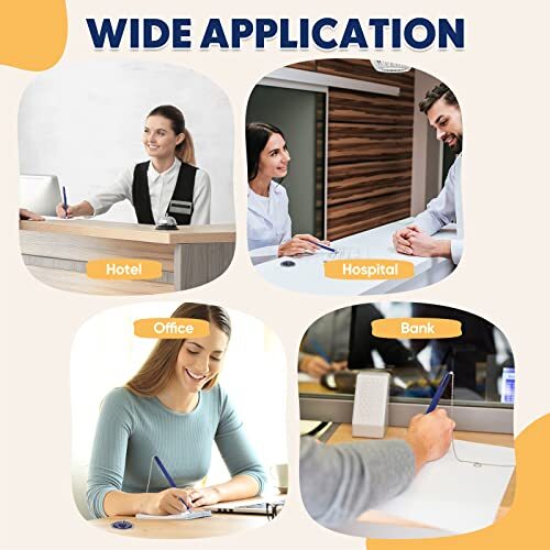 6 Pcs Secure Pen with Adhesive Pen Chain and Security Pen Holder for Home Office