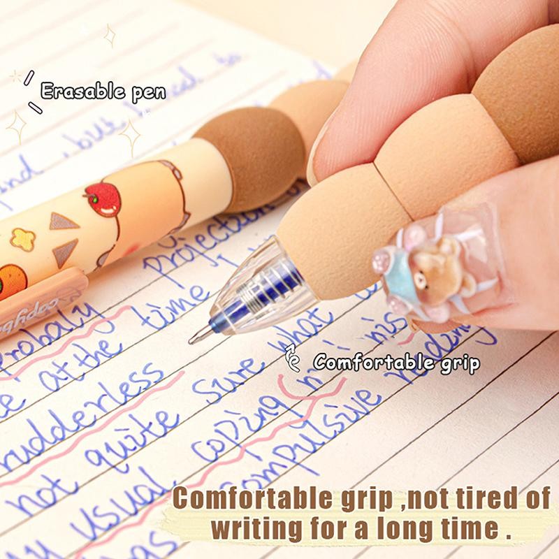 4pcs Capybara Erasable Gel Pens, Quick‑dry Smooth Writing Neutral Stationery