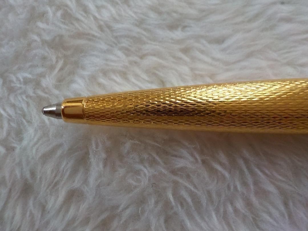 DUNHILL Ballpoint Pen Twist Gold Textured Metal 14cm Used Germany
