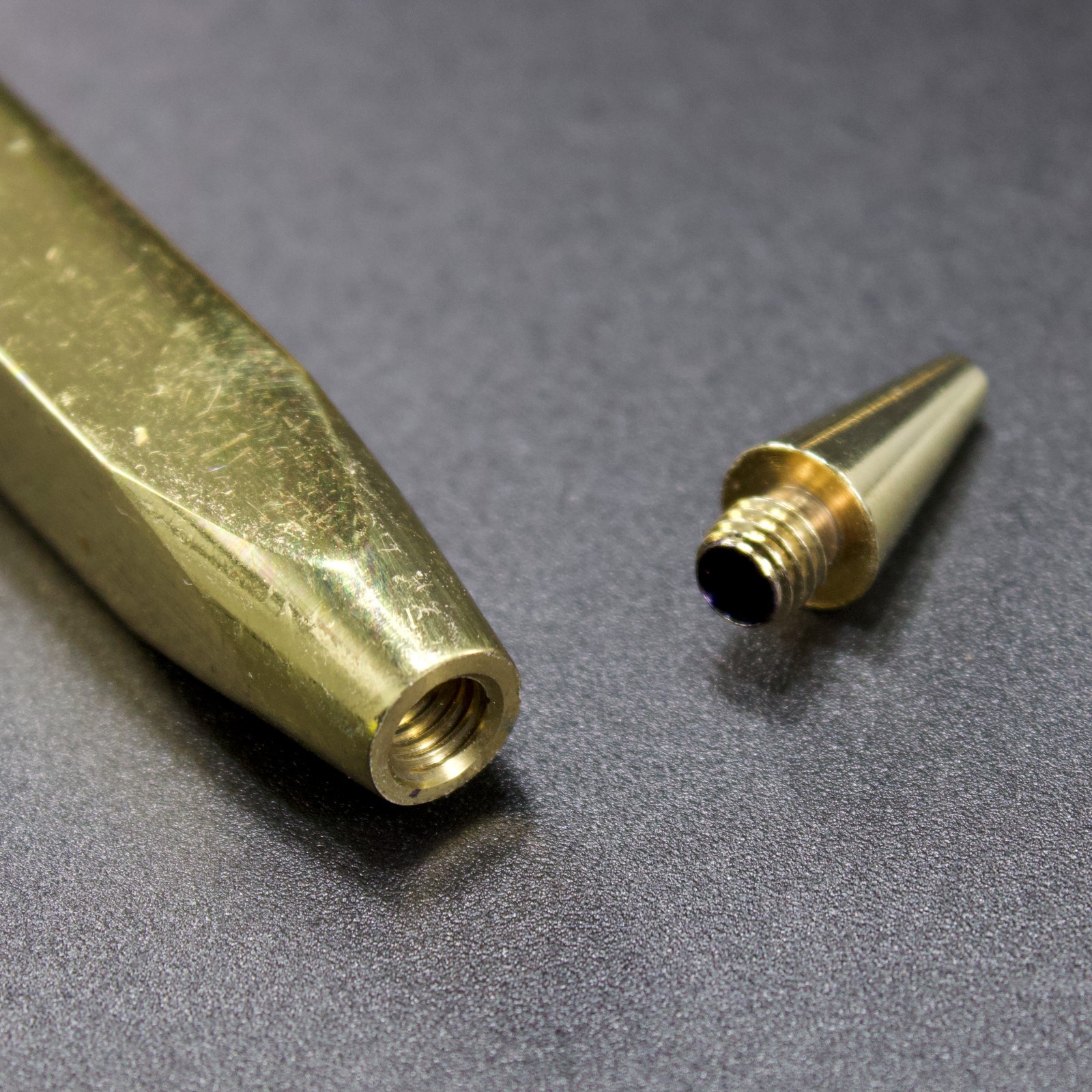 Solid Brass Square Ballpoint Pens Vintage Machined Chamfered Unbranded 5.25″