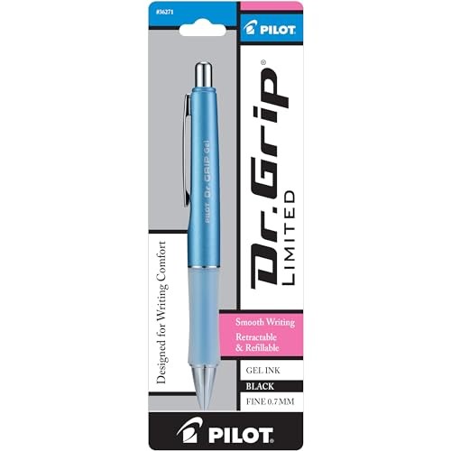 PILOT Dr. Grip Limited Refillable & 1 Count (Pack of 1) Blue Barrel Ball Pen