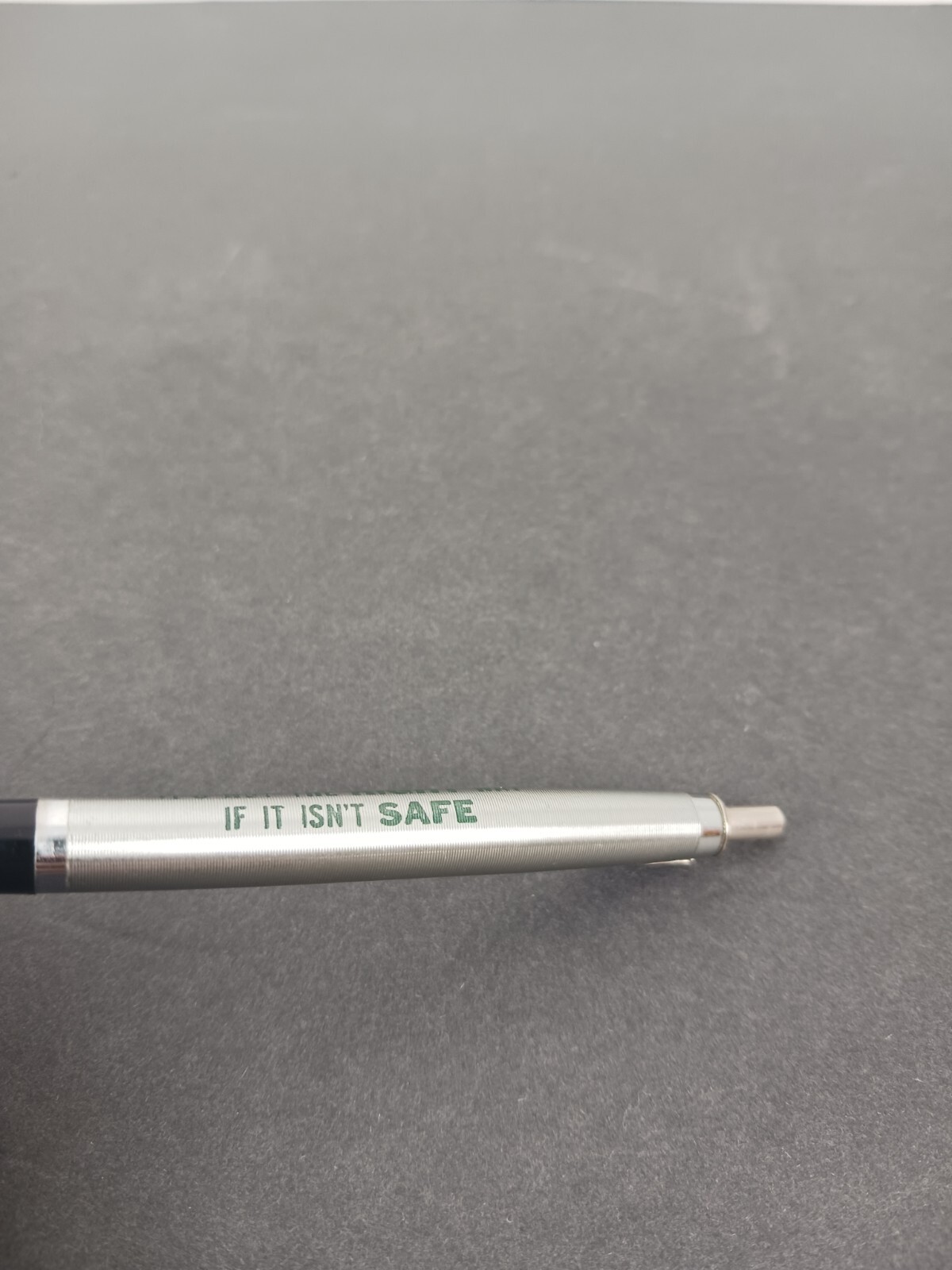 Vintage Autopoint USA Advertising Pen / Green Cross Safety / Metal and plastic