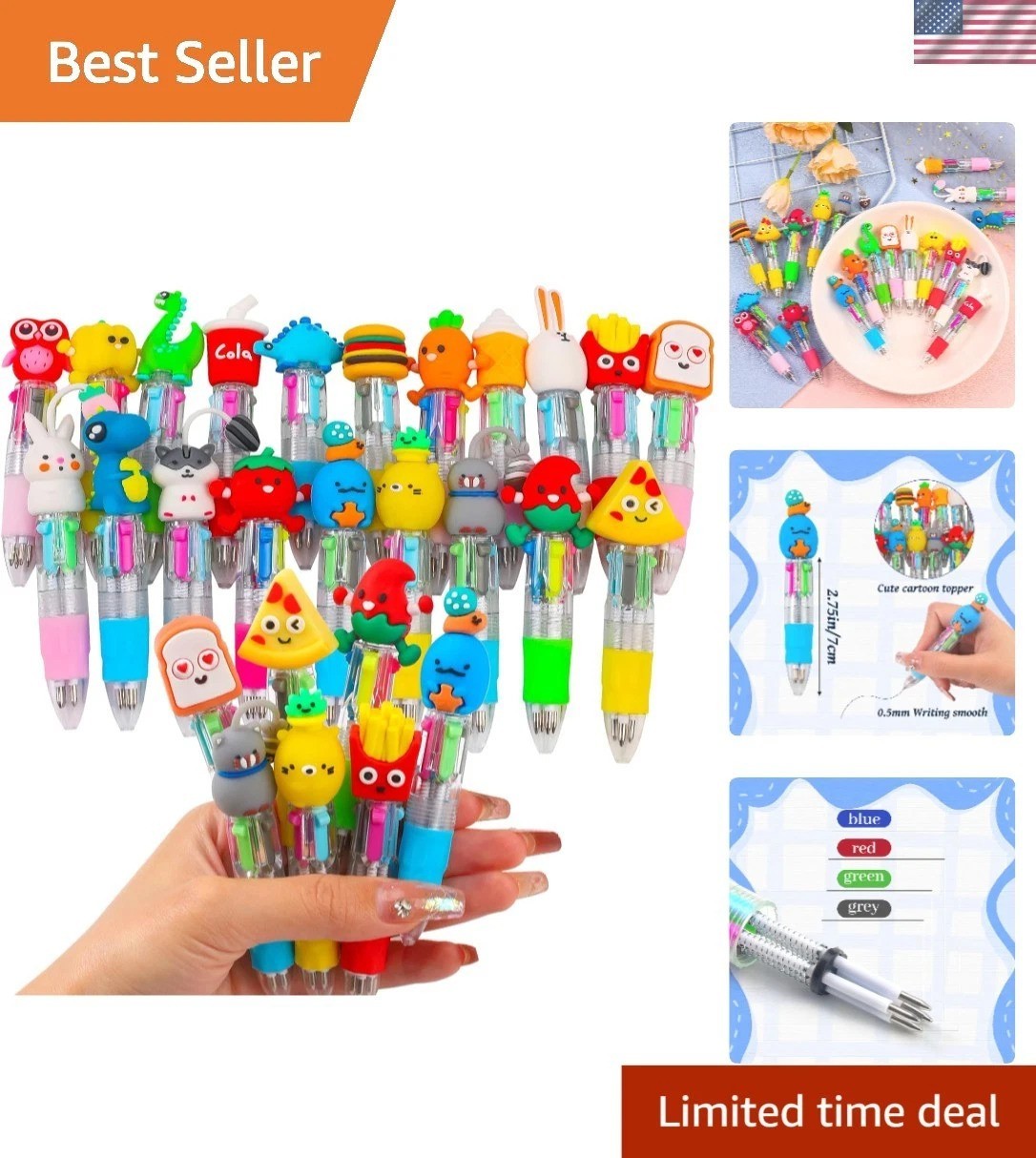 20Pcs Mini Multicolor Pens in One 4-in-1 Cute Pens Bulk for Kids, Fun Kawaii …
