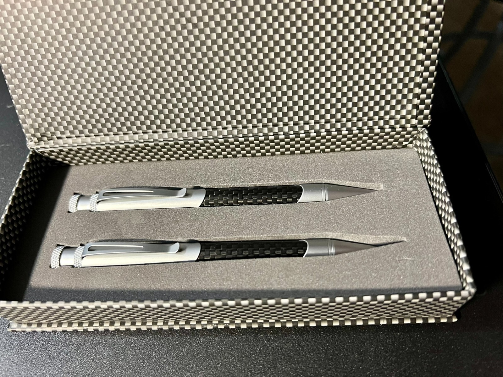 Mercedes Benz Carbon Fiber Ballpoint Pen/Pencil Set w/ Case – Original – Unused
