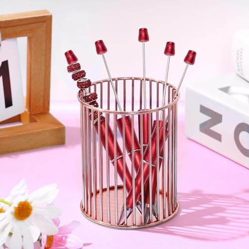 jiebor 20Pcs Red Beadable Pens Plastic Bead Ballpoint Pens Bulk with 50Pcs