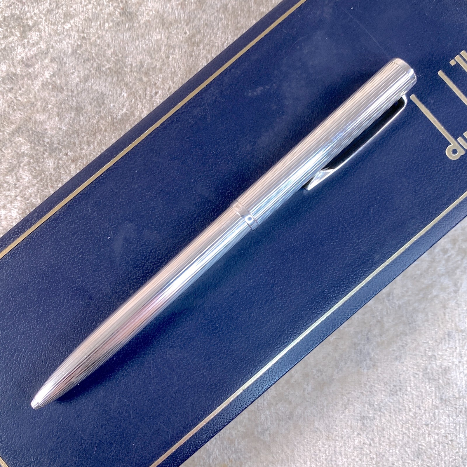 Vintage Dunhill Ballpoint Pen 925 Sterling Silver with Case