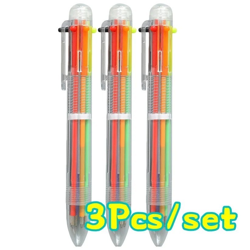 1pc MultiColor 6 in 1 Color Ballpoint Pen Ball Point Pens Kids School Office