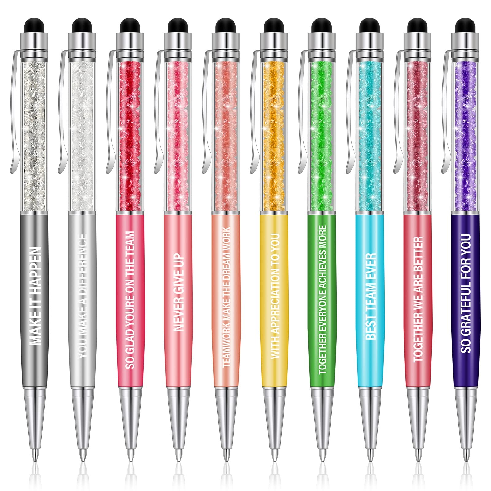 10 Pcs Employee Appreciation Gifts Motivational Pens 2-In-1 Stylus Pen