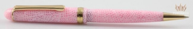 PLATINUM CELLULOID SAKURA WITH GOLD PLATED TRIM BALL POINT PEN SUPERB GORGEOUS !