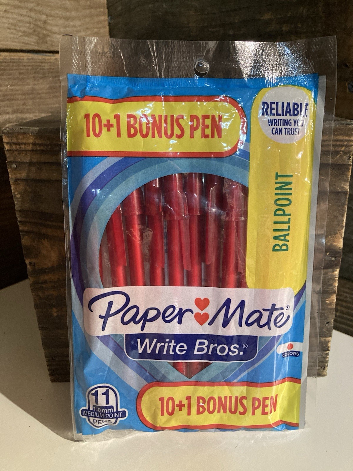 2017 Paper Mate Write Bros Capped Ball Point Pen 10 + Pack Medium Red Ink SEALED