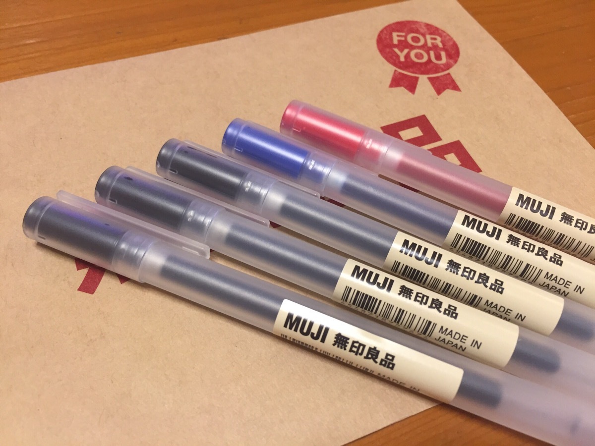 MUJI MoMA 0.38mm 3 cols assorted (Black, Blue & Red) Pens from Osaka Japan