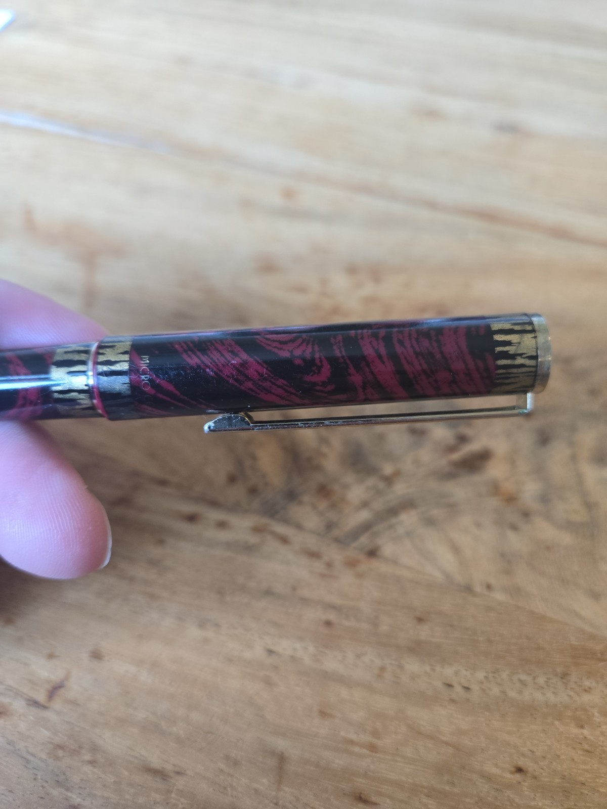 Micro Ceramic .5mm Ball Point Pen Vintage Red Ink Black Marble gold Ballpoint