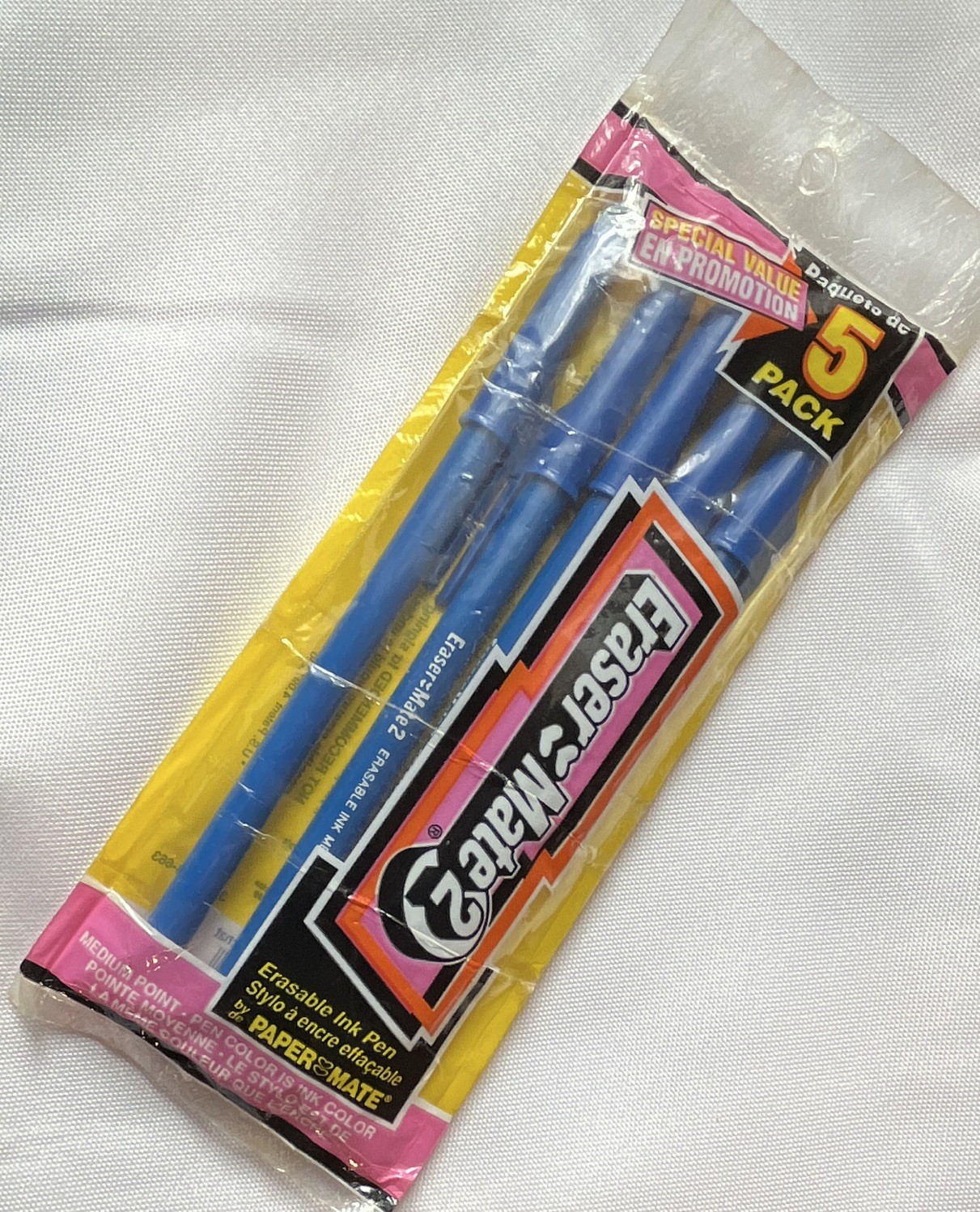 Paper Mate Eraser Mate 2 Erasable Ink Pens, Blue Ink, 5 Pack