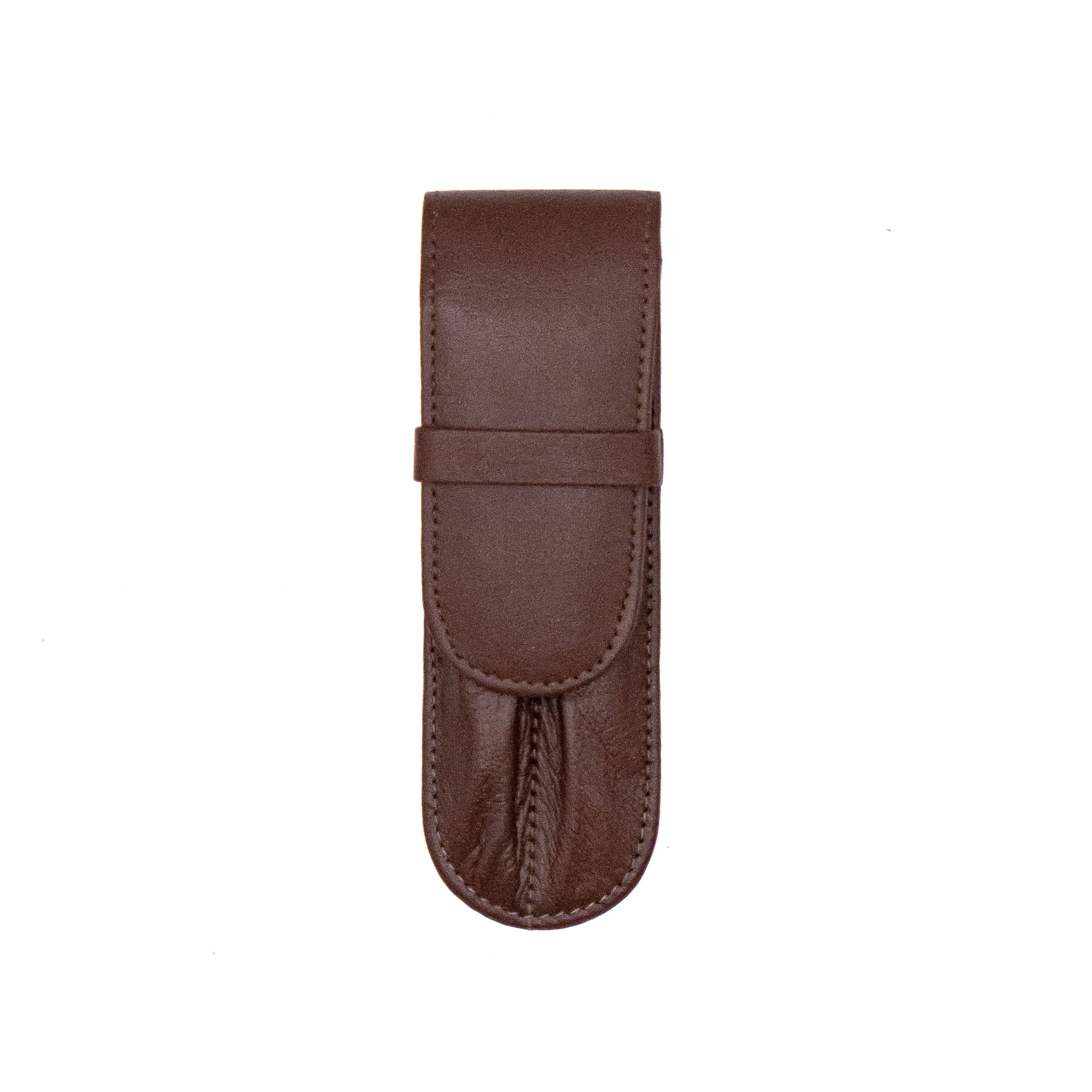 Double Genuine Leather Pen Case, Holds Ballpoint, Rollerball or Fountain Pens