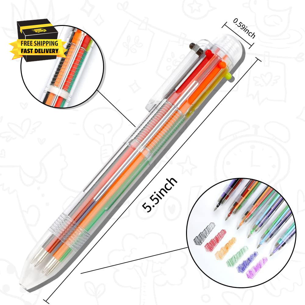 Multicolor Pen in One 0.5Mm 6-In-1 Retractable Ballpoint Pens 6 Colors Multi Col