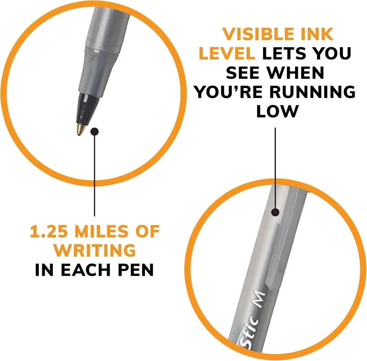 Pack of 10 Ballpoint Pen – Black Ink Ball Point Pens for Office Writing School