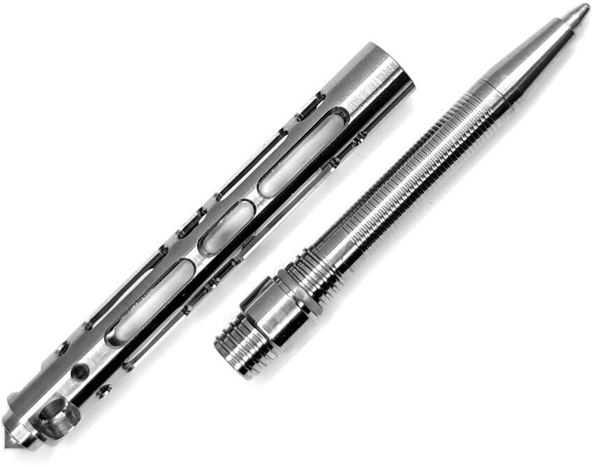 Ketuo Tactical Pen Gray Titanium With Spare Cartridges Glass Breaker Keyring