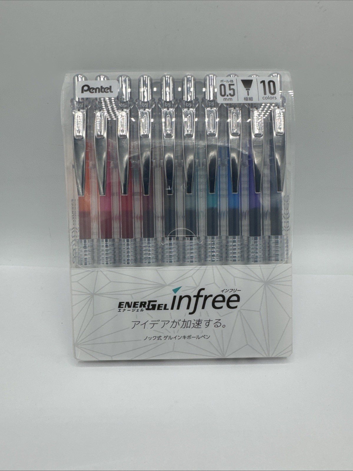 Quick Dry Gel Ballpoint Pen Set 10 Colors 0.5mm Black Blue Red Pink Violet