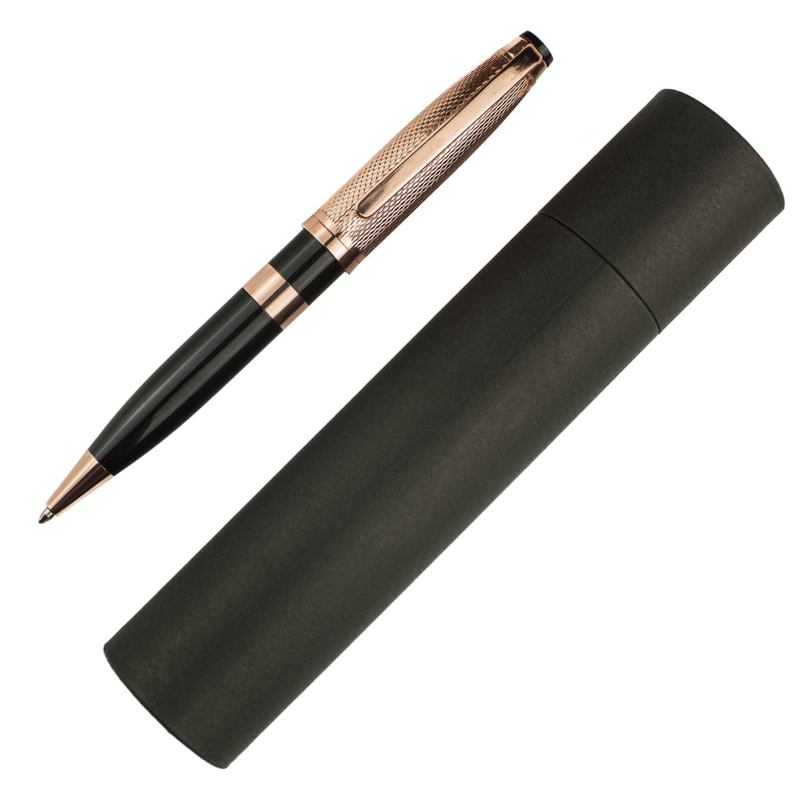 Executive Black Lacquer & Rose Gold Cross Grid Ballpoint Pen, Schmidt Refill