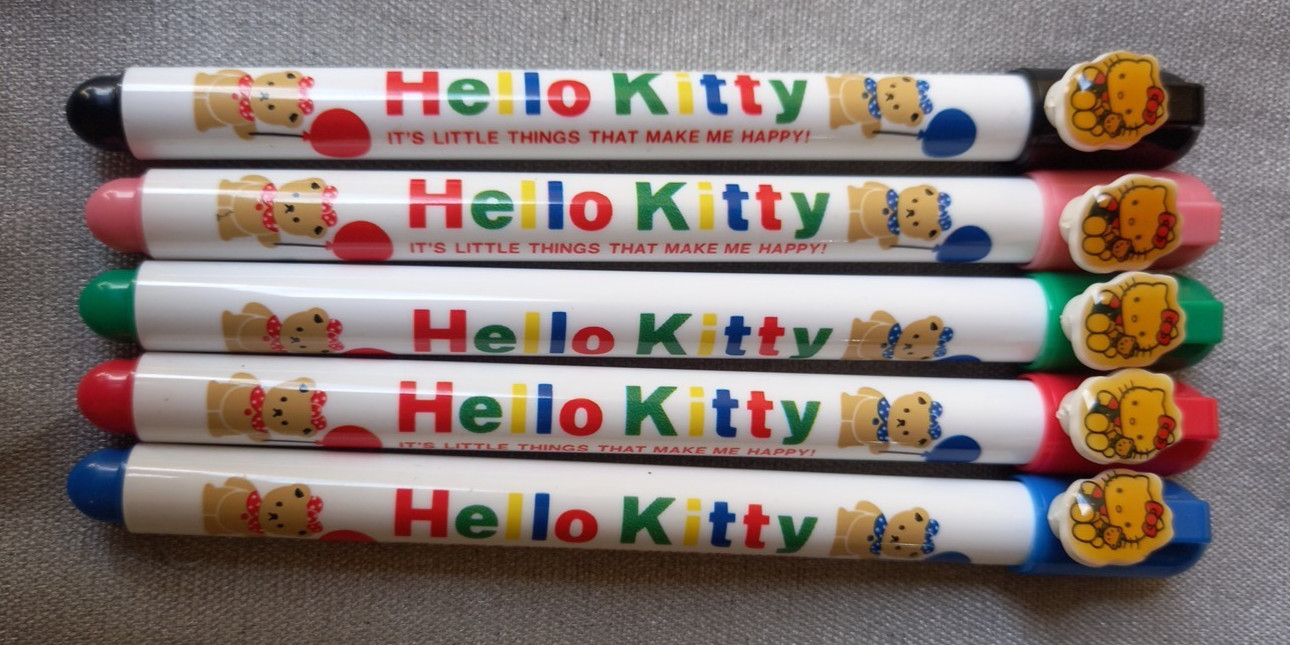 SANRIO Ballpoint Pen «Hello Kitty» Clip&Cap in 5 color (Charms on Clip).