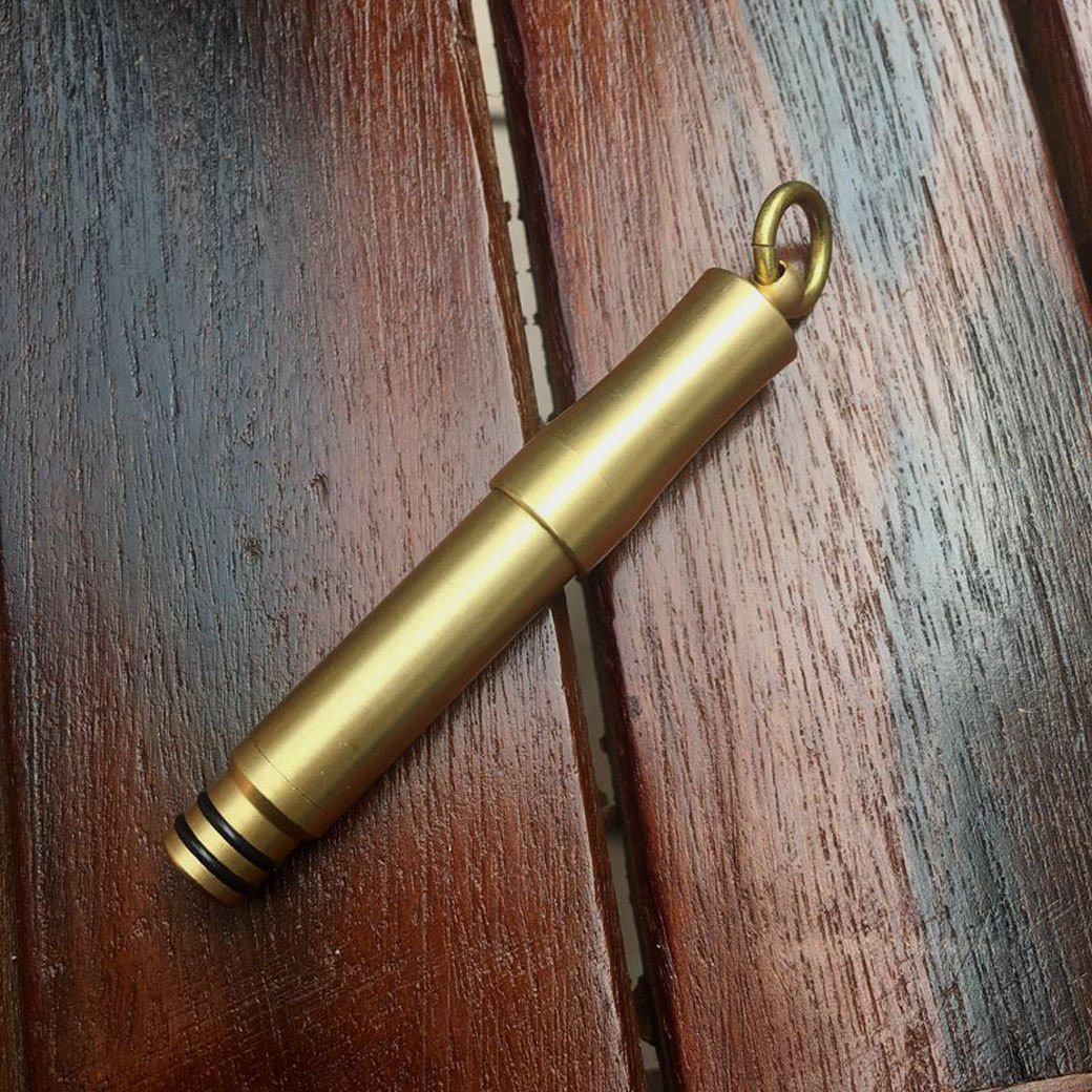 Handmade Mini Brass Pen EDC Outdoor Retractable Key Ballpoint Pen