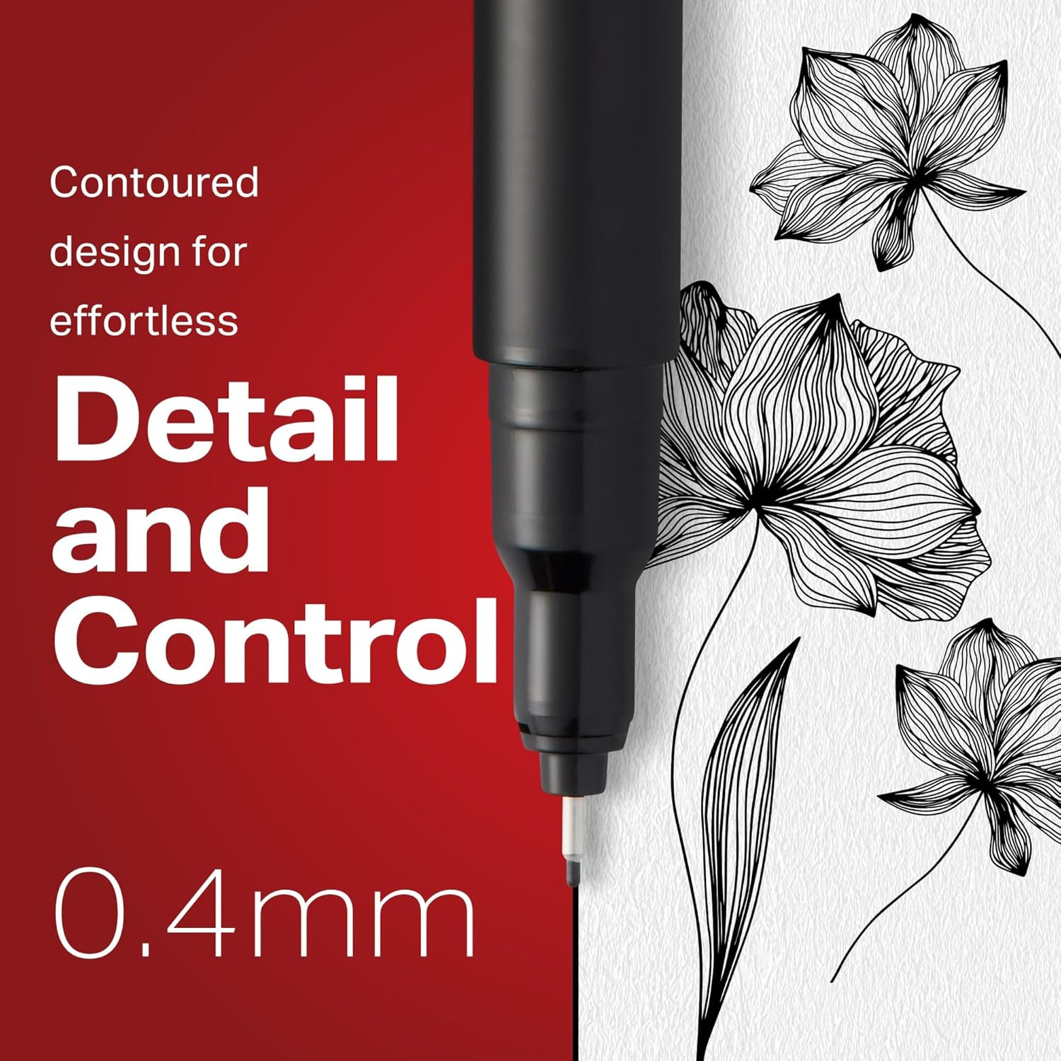 Fine Point Black Ink Pens, 6 Pack, Smooth Quick-Dry Write